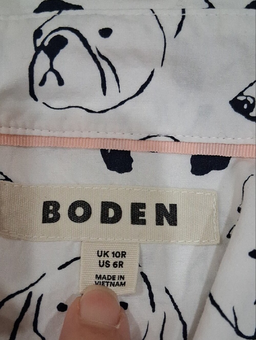 Boden Sienna Cotton Button Front Shirt With Allover Dog Breed Print Size 6R - Picture 8 of 9